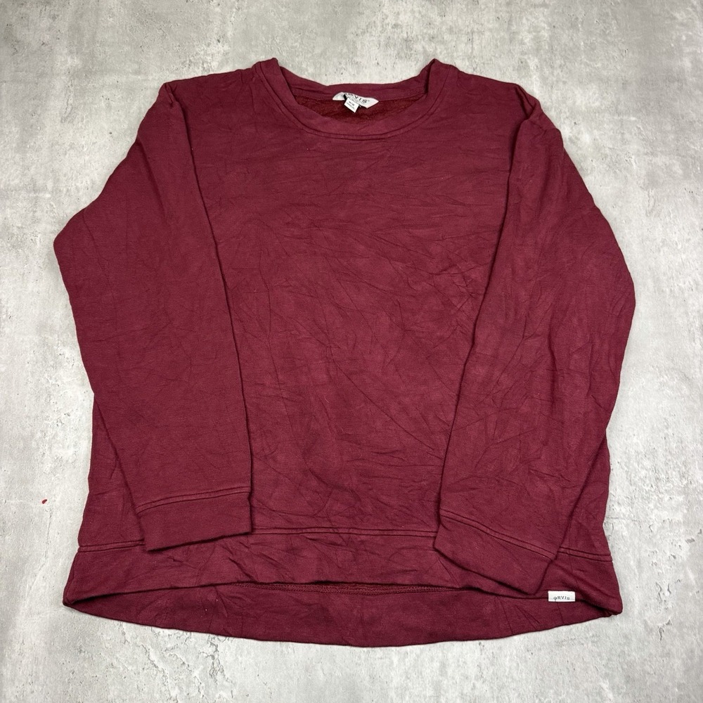 Orvis Classic Collection Women Burgundy Fleece Crew Neck Sweatshirt Medium Cozy